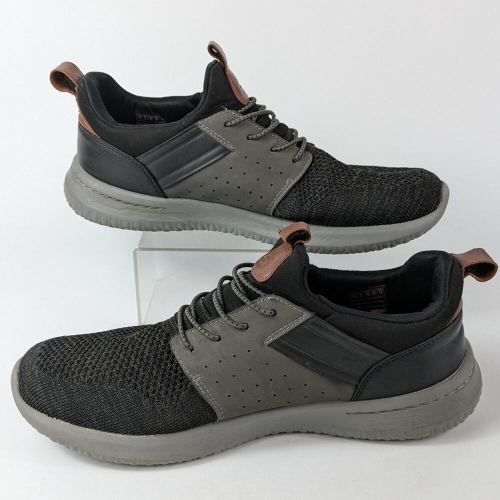 Skechers Mens Sz 10 Sneakers Delson Black Trainers Air-Cooled Memory Foam Gray